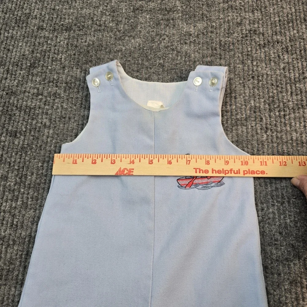 Baby Romper 9 Months Blue One Piece Overalls Cats‎ in Boat Embroidered Snap...